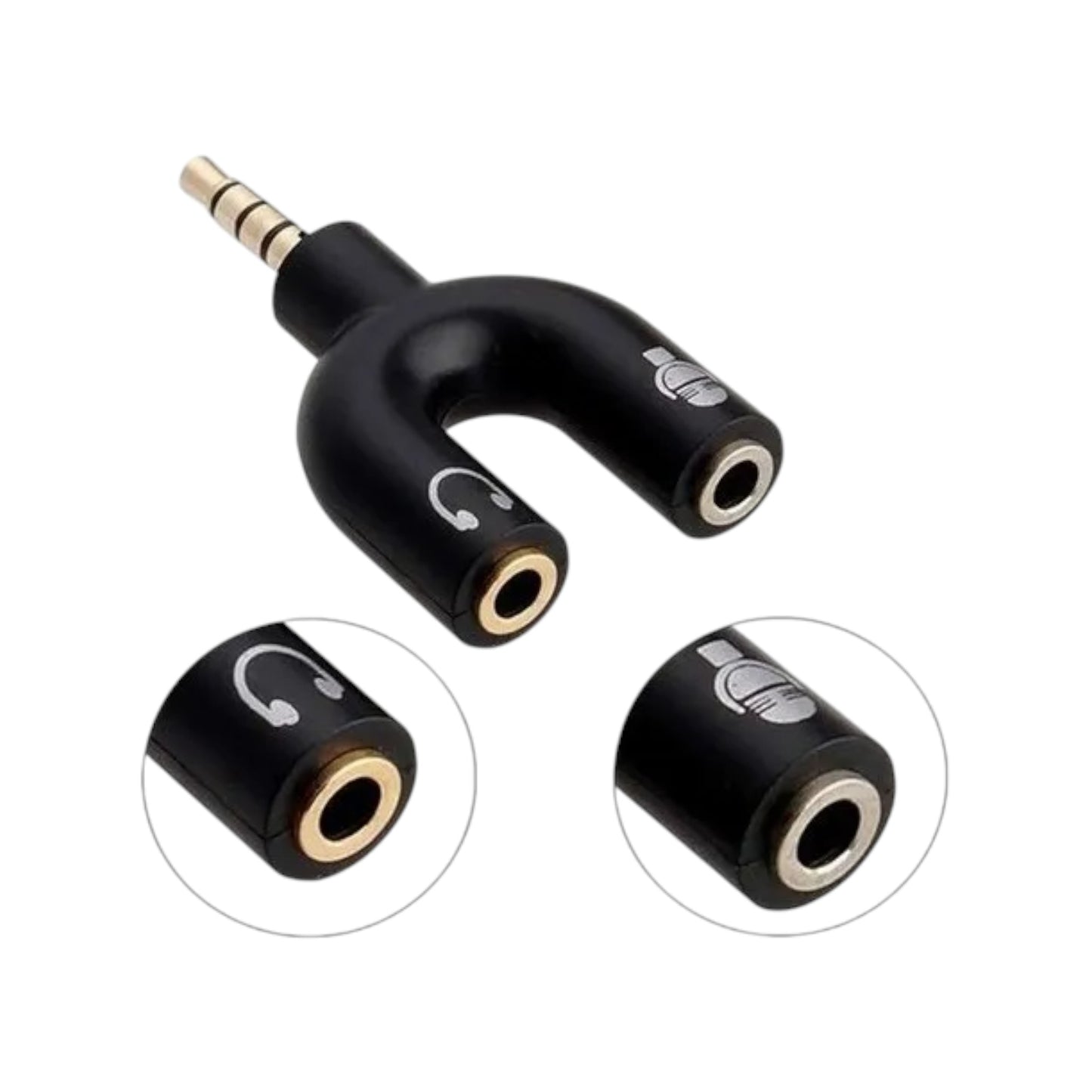 Splitter Adaptador de Audio 3.5mm para Audífono y Micrófono (6956)