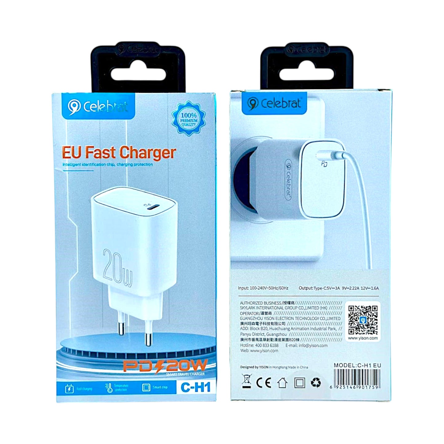 Adaptador USB Carga rápida 20W Celebrat - H1