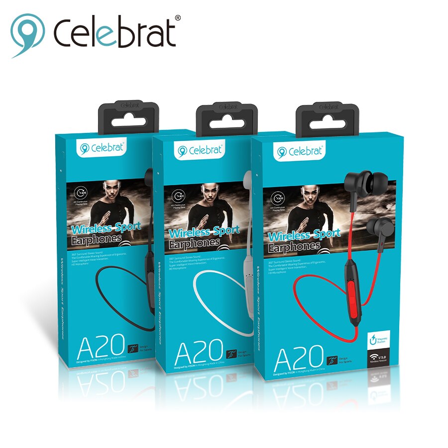 Audífonos Deportivos Inalámbricos Celebrat A20 - Blanco y Rojos