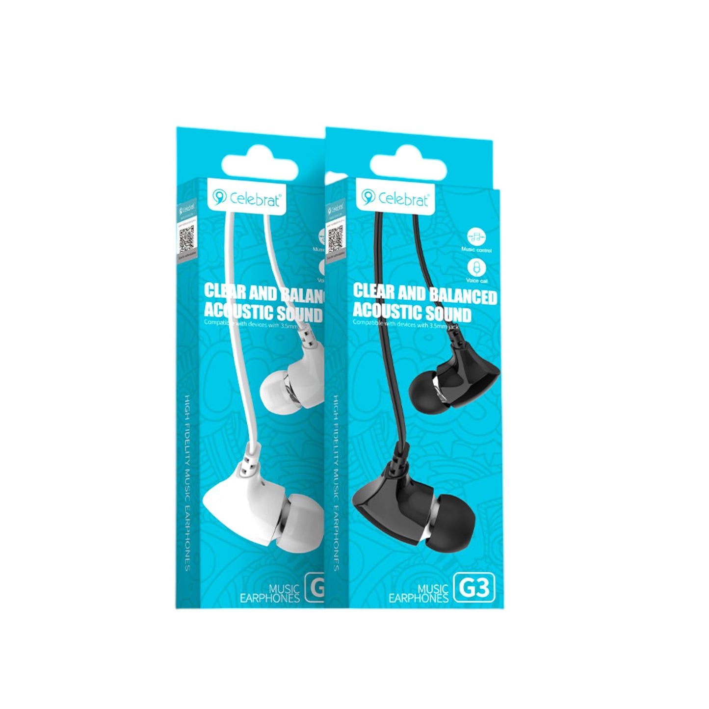 Audífonos manos libres con cable Celebrat - G3 Negro