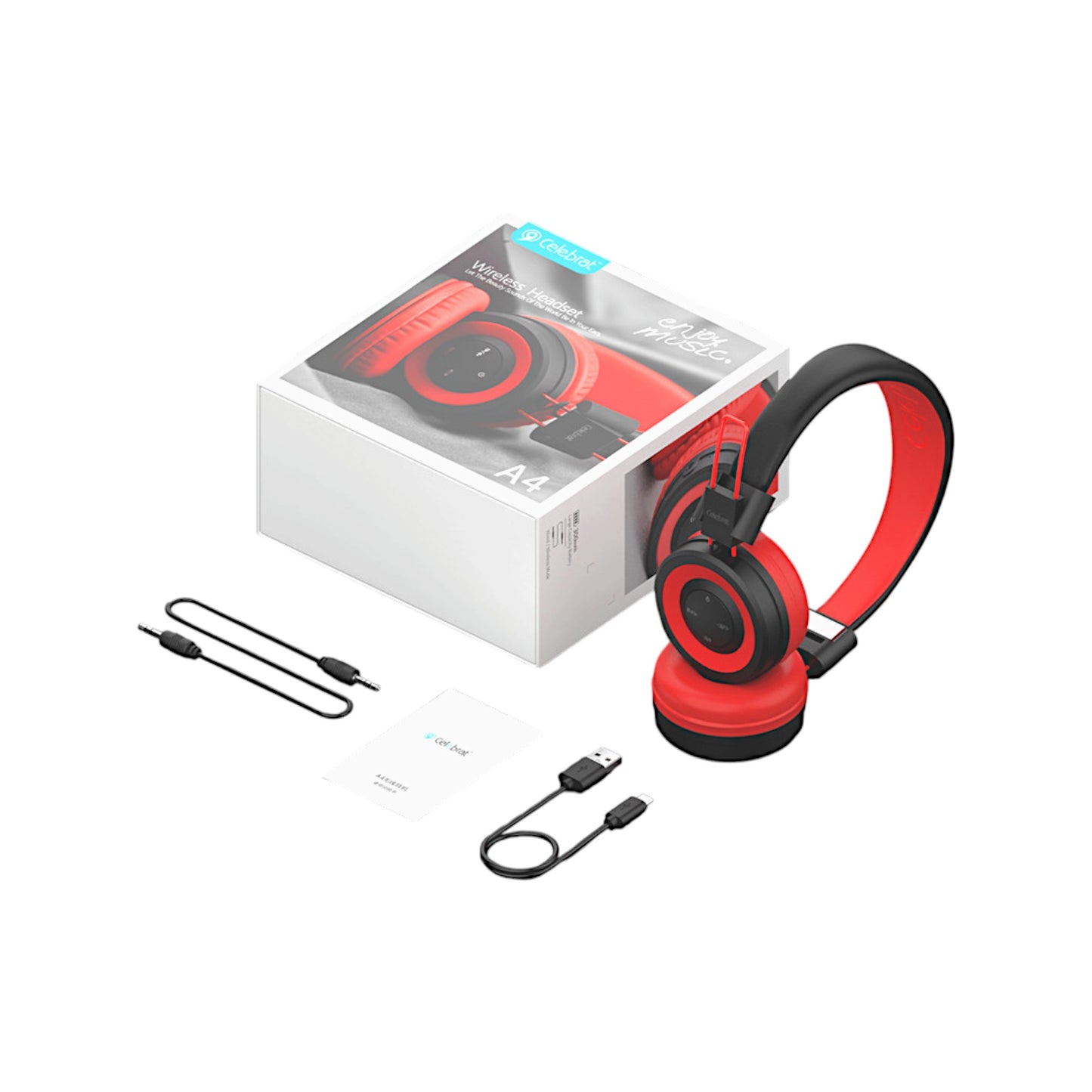 Audífonos Bluetooth de Cintillo Celebrat - A4 Rojo