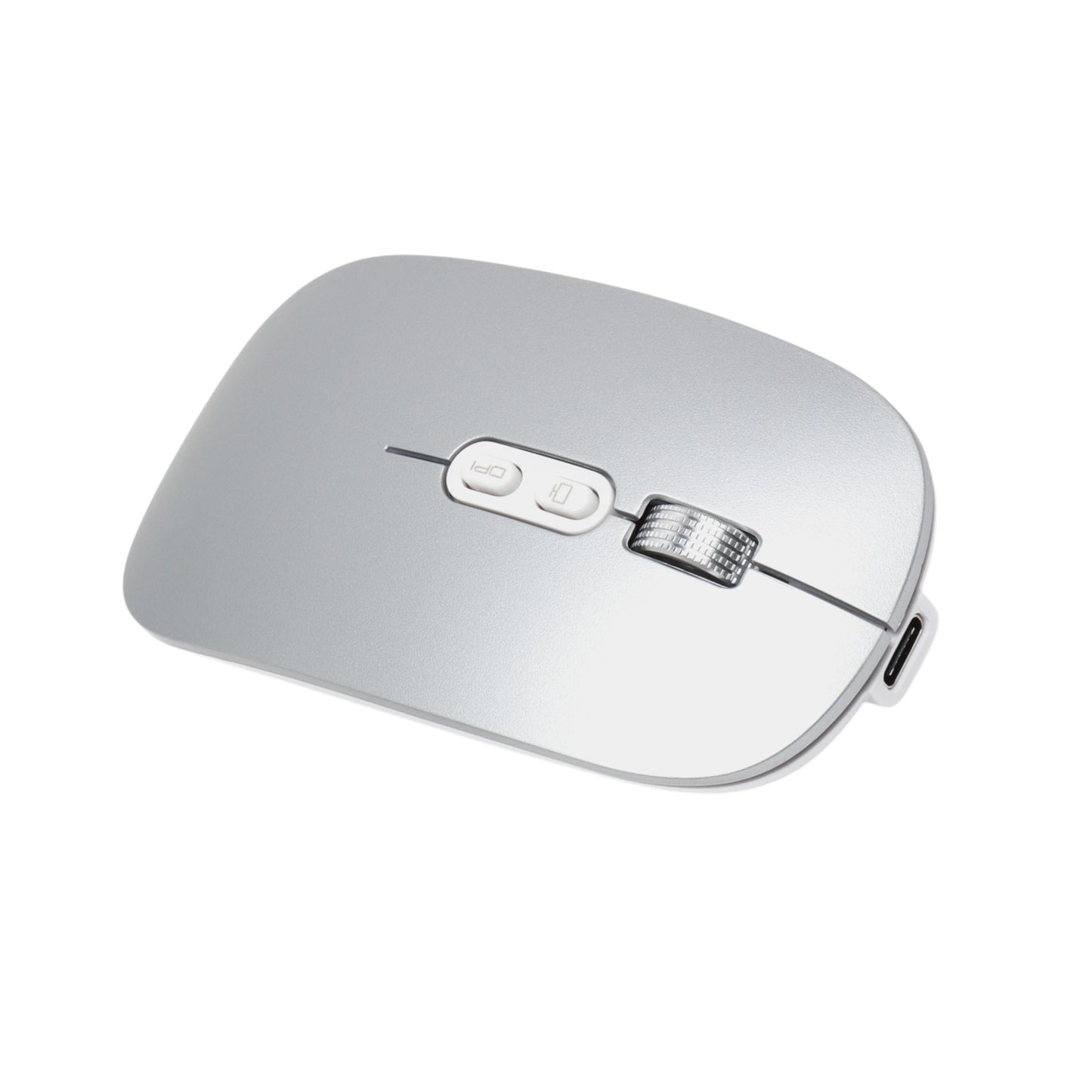 Mouse Inalámbrico Recargable USB y Bluetooth con rueda metálica