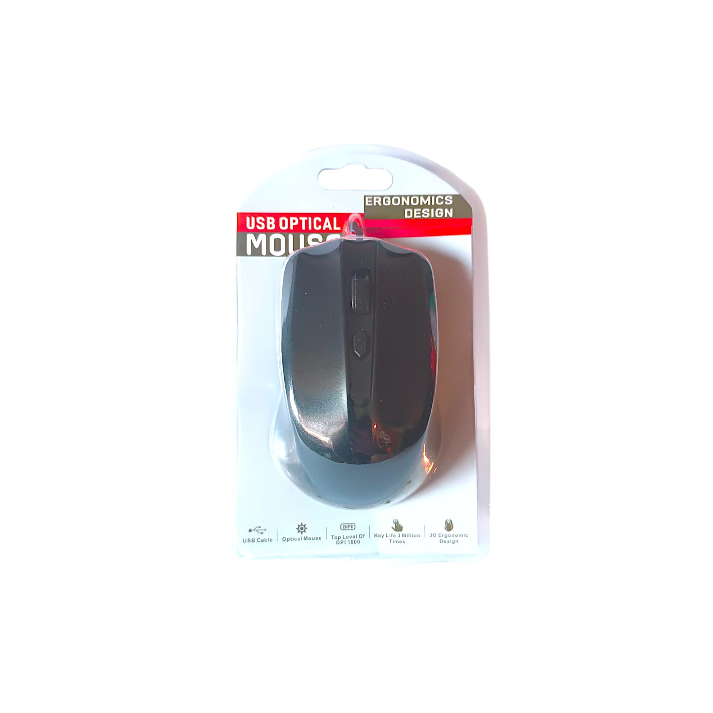 Mouse Óptico USB 1000 DPI Ergonómico