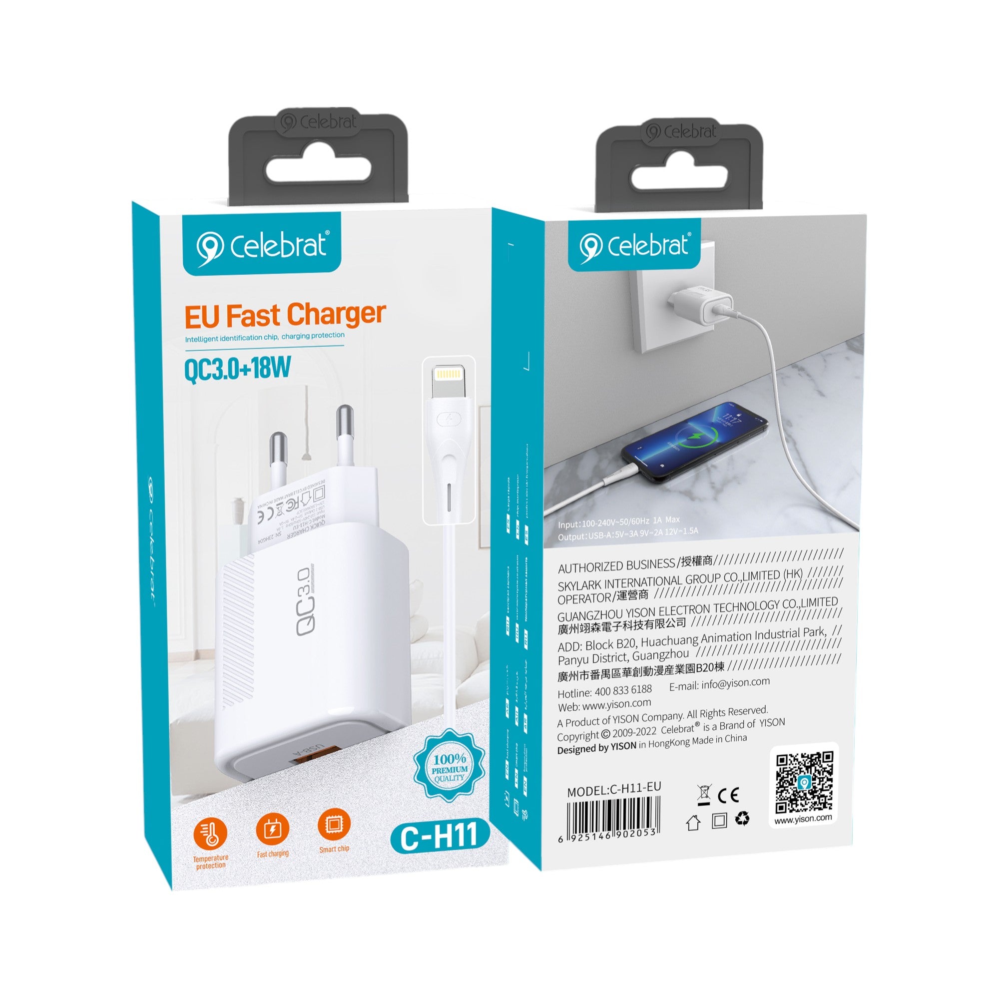 Cargador iPhone USB a Lightning Carga rápida 18W - H11