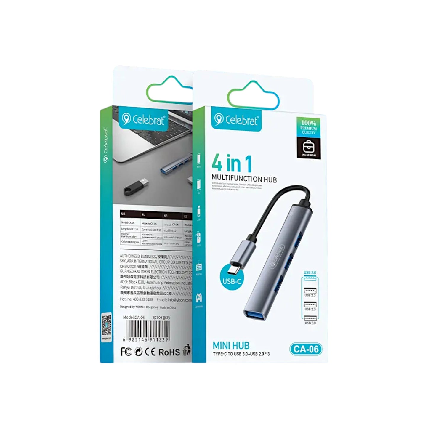 Adaptador Hub Tipo C Multipuerto 4 en 1 - CA-06