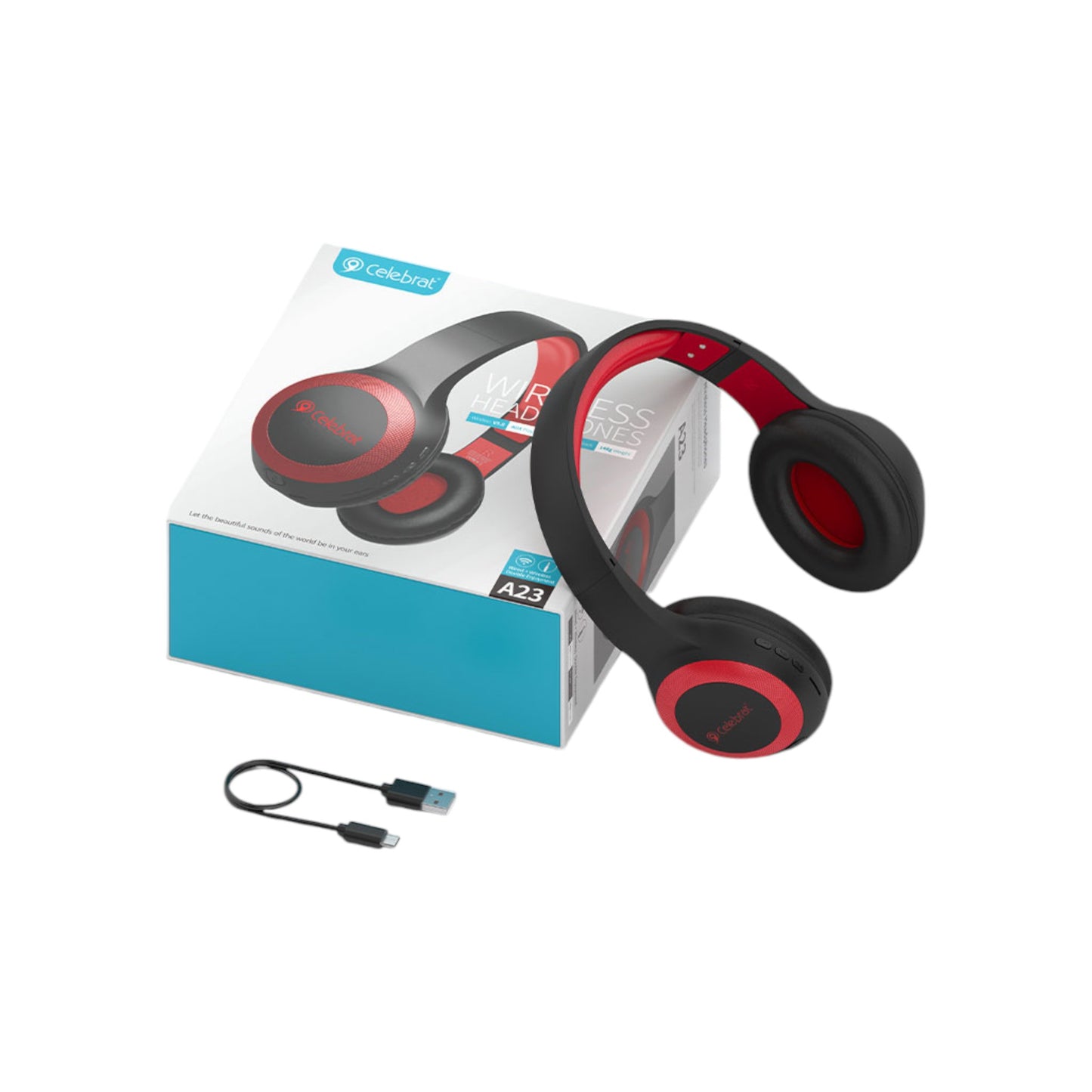 Audífonos Bluetooth de Cintillo con Modo Alámbrico Celebrat - A23 Negro, Azul, Rojo.