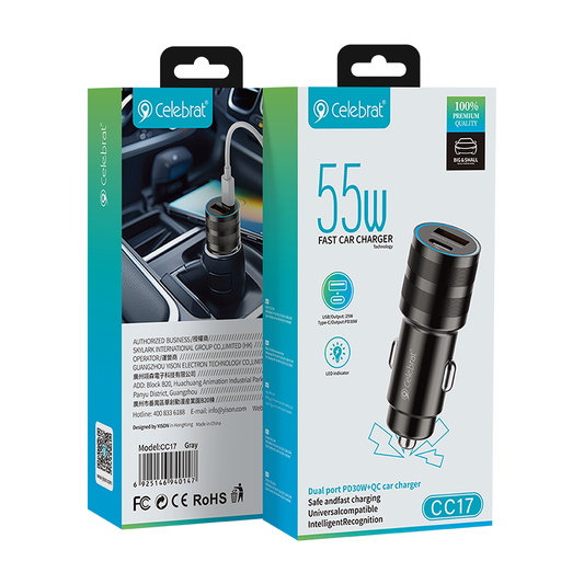Cargador de Auto 55W Carga Rápida - CC17