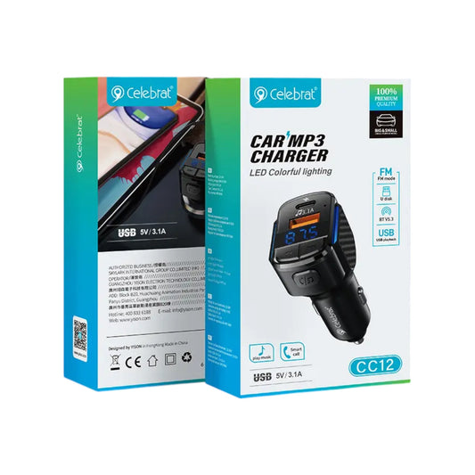 Cargador de Auto con Transmisor Radio FM y Bluetooth - CC12