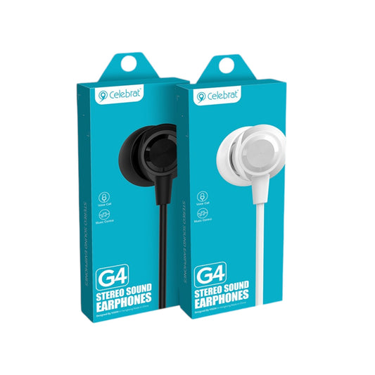 Audífonos manos libres con cable Celebrat - G4 Negro y Blanco
