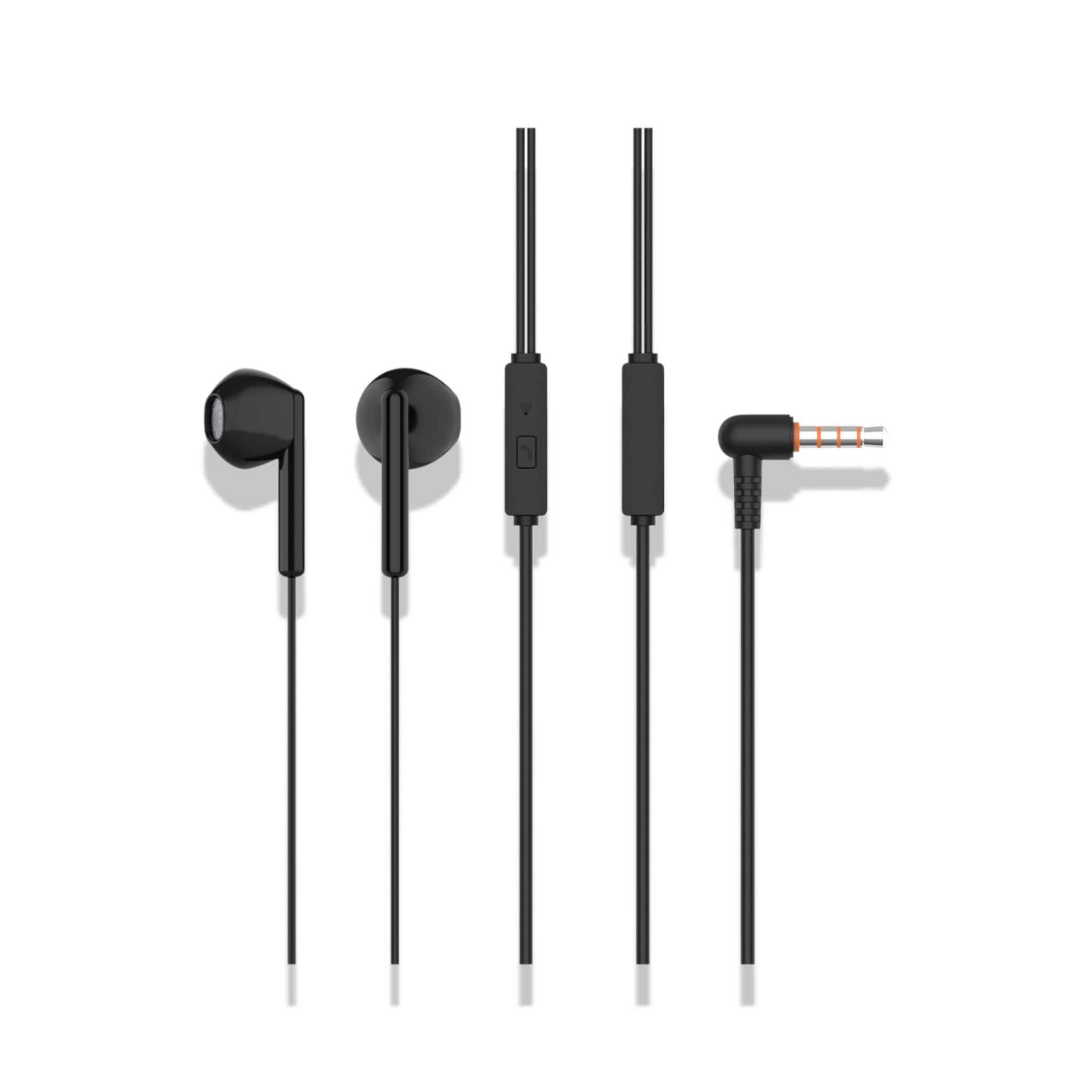Audífonos manos libres con cable y conector lateral - G6 Negro y Blanco