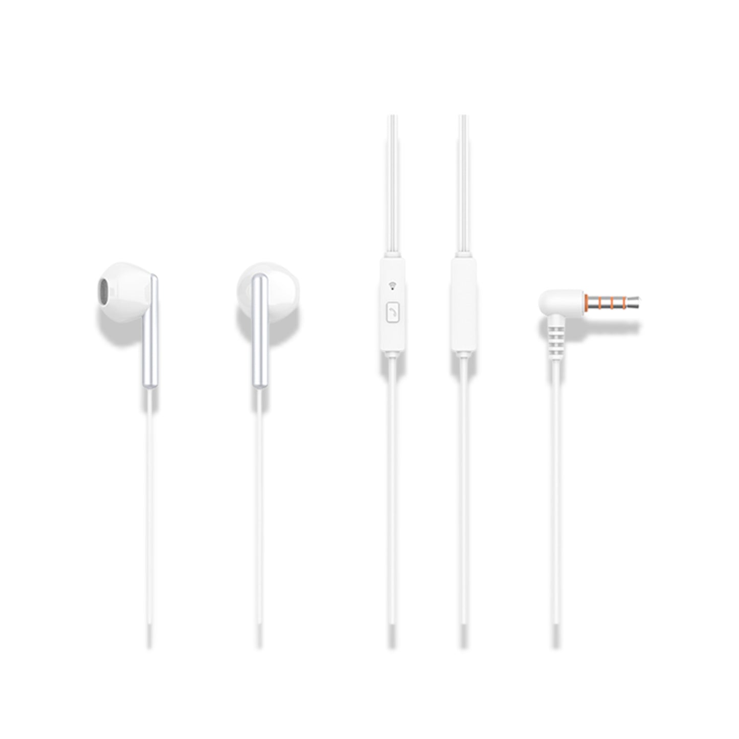 Audífonos manos libres con cable y conector lateral - G6 Negro y Blanco