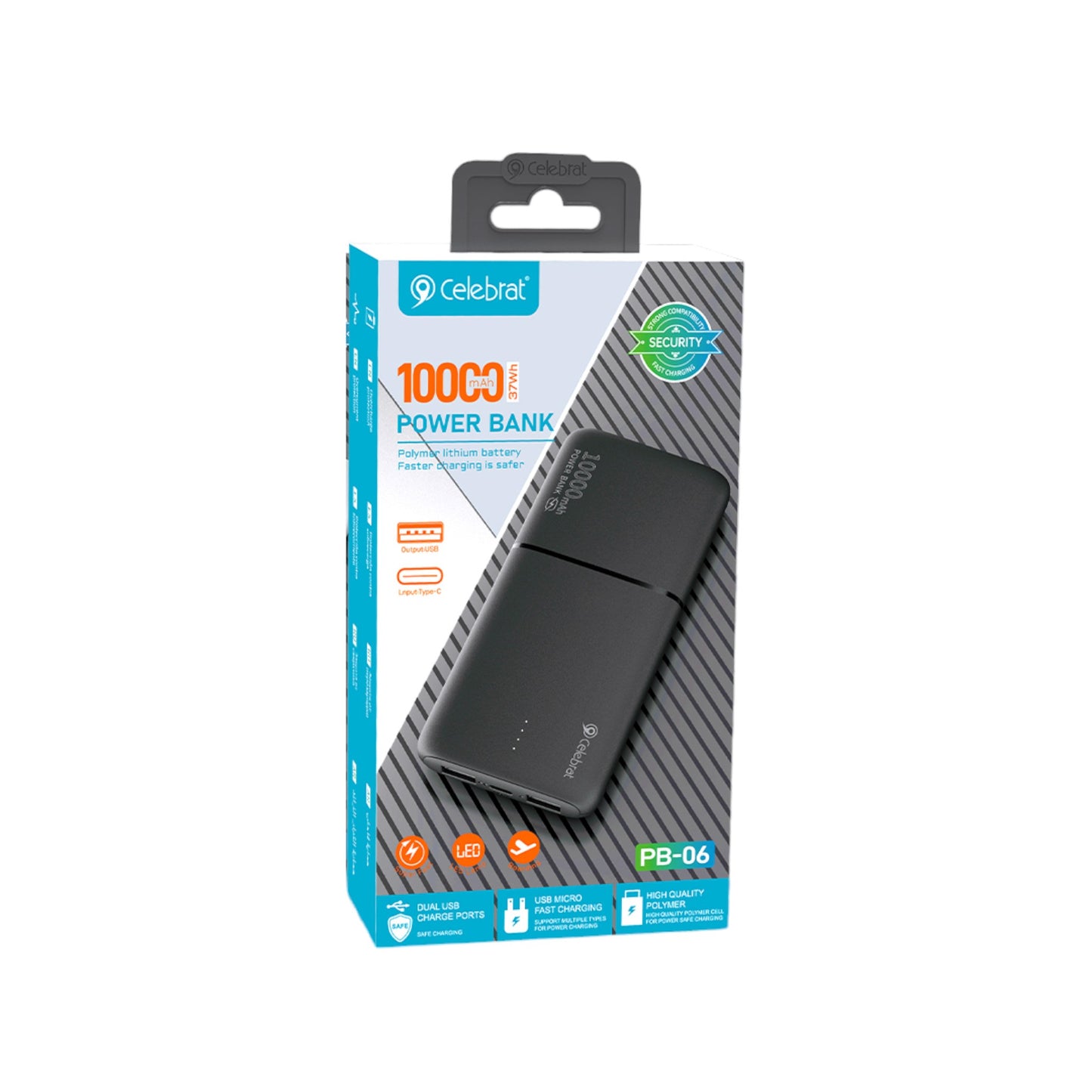 Power Bank de 10.000 mAh con Carga Rápida y Doble Salida USB - PB-06