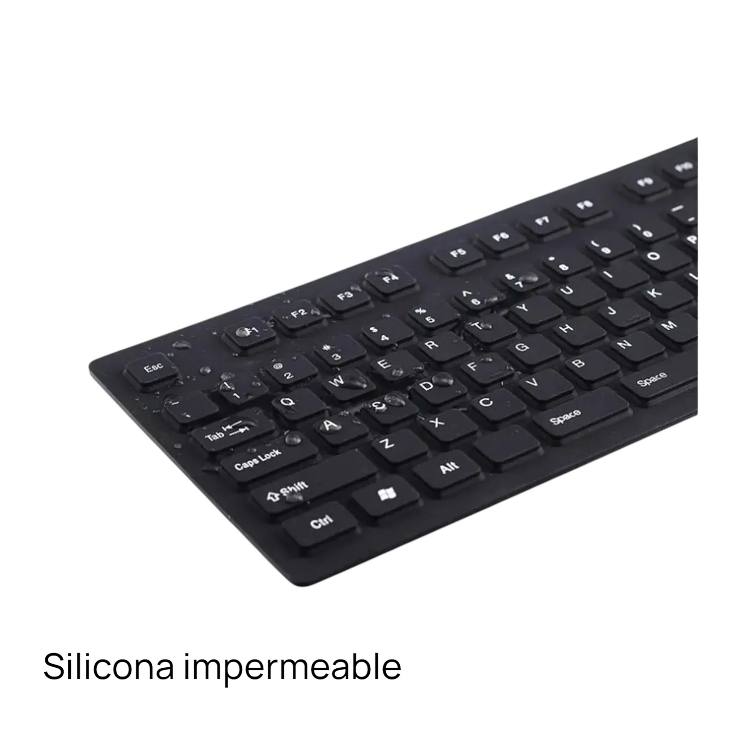 Teclado Inalámbrico Flexible de Silicona impermeable - Negro