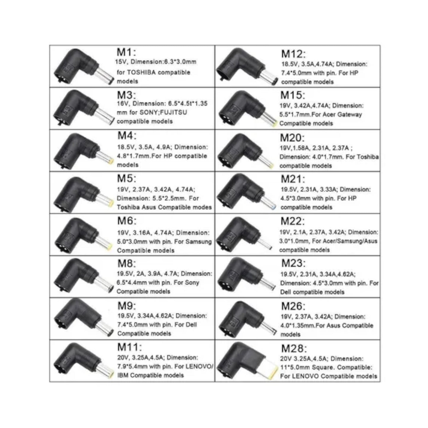 Adaptador Universal de Notebook 16 conectores intercambiables