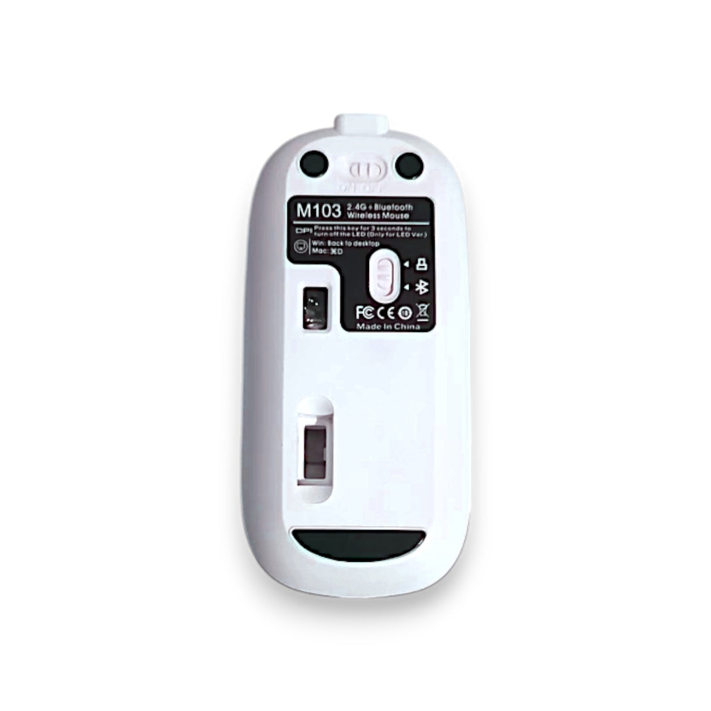 Mouse Inalámbrico Recargable USB y Bluetooth con rueda metálica