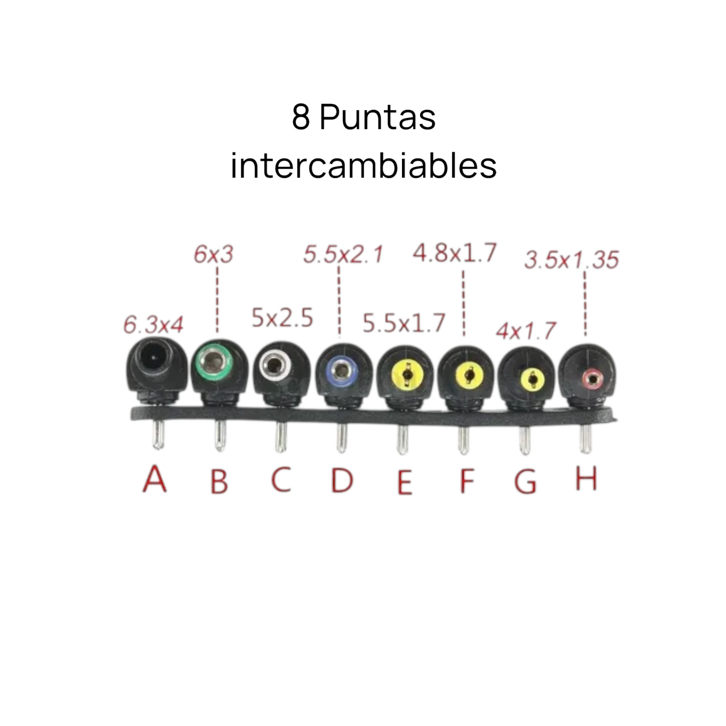 Adaptador Universal para Notebook con 8 conectores intercambiables